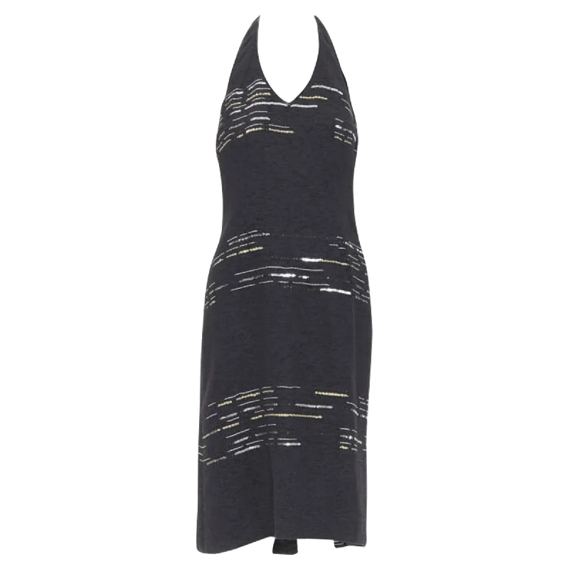 Luisa Beccaria wool tweed silver sequins embroidered dress