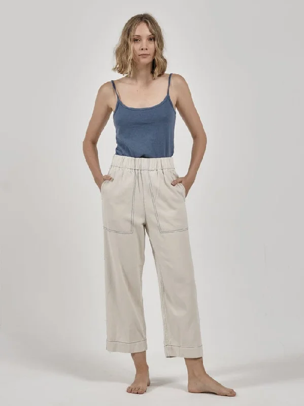 Ease Utility Pant - Vintage Bone / Botanical Blue Elegant Dress Pants