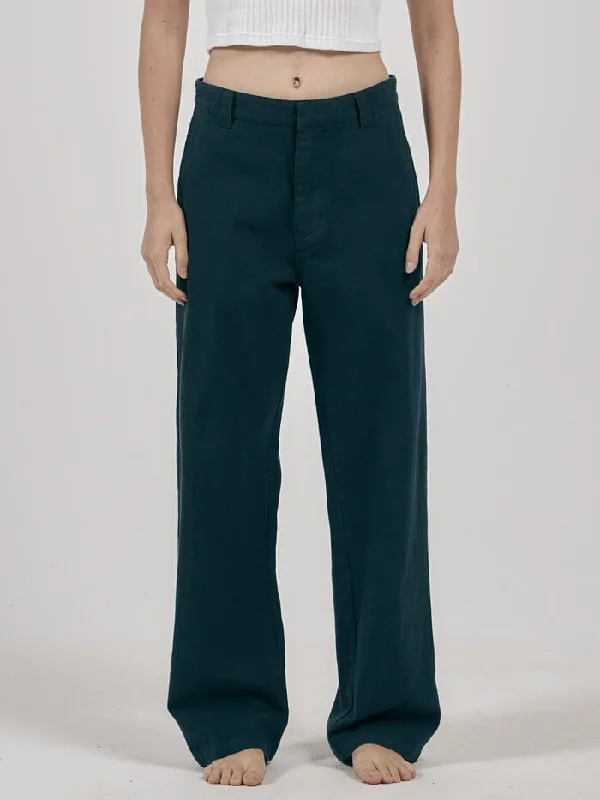 Hard Yakka x Thrills Lax Pant - Yakka Green Elegant High-Waist Pants