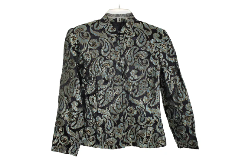 Dressbarn Collection Black Jacket | S Satin Fabric Silk Fabric Chiffon Fabric