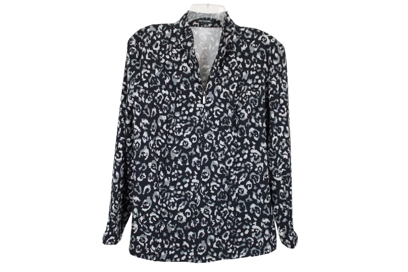 Notations Leopard Print Gray Black Zip Up Jacket | L Zip Front Button Front Snap Front Notations Leopard Print Gray Black Zip Up Jacket | L Zip Front Button Front Snap Front