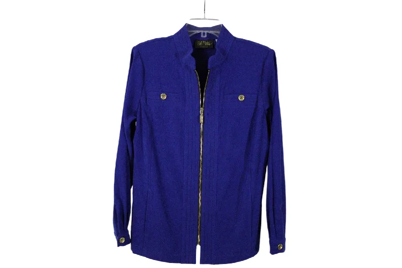 Bob Mackie Wearable Art Cobalt Blue Jacket | M Notch Collar Jacket Peter Pan Collar Jacket Cowl Neck Jacket Bob Mackie Wearable Art Cobalt Blue Jacket | M Notch Collar Jacket Peter Pan Collar Jacket Cowl Neck Jacket