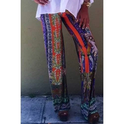 Casual Style Elastic Waist Flower Print Wide Leg Women's Exumas Pants - Xl Stylish Harem Pants Casual Style Elastic Waist Flower Print Wide Leg Women's Exumas Pants - Xl Stylish Harem Pants