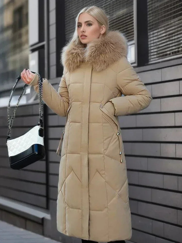 New Women's Winter Jacket 2023 Mid-length Fashion Slim Over Knee Fur Collar Thick Cotton Coat Elegant Red Parka Woman Clothing Fitted Jacket Loose Jacket Oversized Jacket New Women's Winter Jacket 2023 Mid-length Fashion Slim Over Knee Fur Collar Thick Cotton Coat Elegant Red Parka Woman Clothing Fitted Jacket Loose Jacket Oversized Jacket