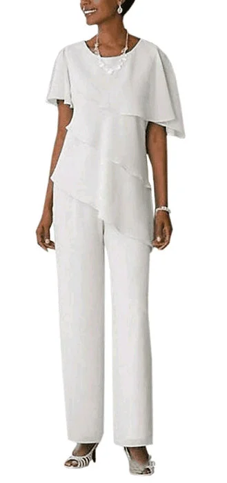 Ivory 2 Pieces Mother of the Bride Dressy outfits Pantsuits Trouser Suits Wedding Guest Wear Trousers Wedding White Ivory 2 Pieces Mother of the Bride Dressy outfits Pantsuits Trouser Suits Wedding Guest Wear Trousers Wedding White