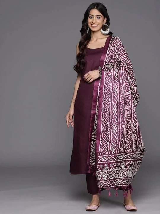 Varanga Violet Regular Round neck Kurta With Trousers & Dupatta Trousers Polka Dot Cute Varanga Violet Regular Round neck Kurta With Trousers & Dupatta Trousers Polka Dot Cute