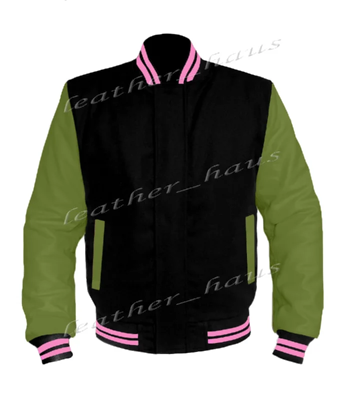 Original American Varsity Green Leather Sleeve Letterman College Baseball Women Wool Jackets #GRSL-PKSTR-BZ Notch Collar Jacket Peter Pan Collar Jacket Cowl Neck Jacket Original American Varsity Green Leather Sleeve Letterman College Baseball Women Wool Jackets #GRSL-PKSTR-BZ Notch Collar Jacket Peter Pan Collar Jacket Cowl Neck Jacket