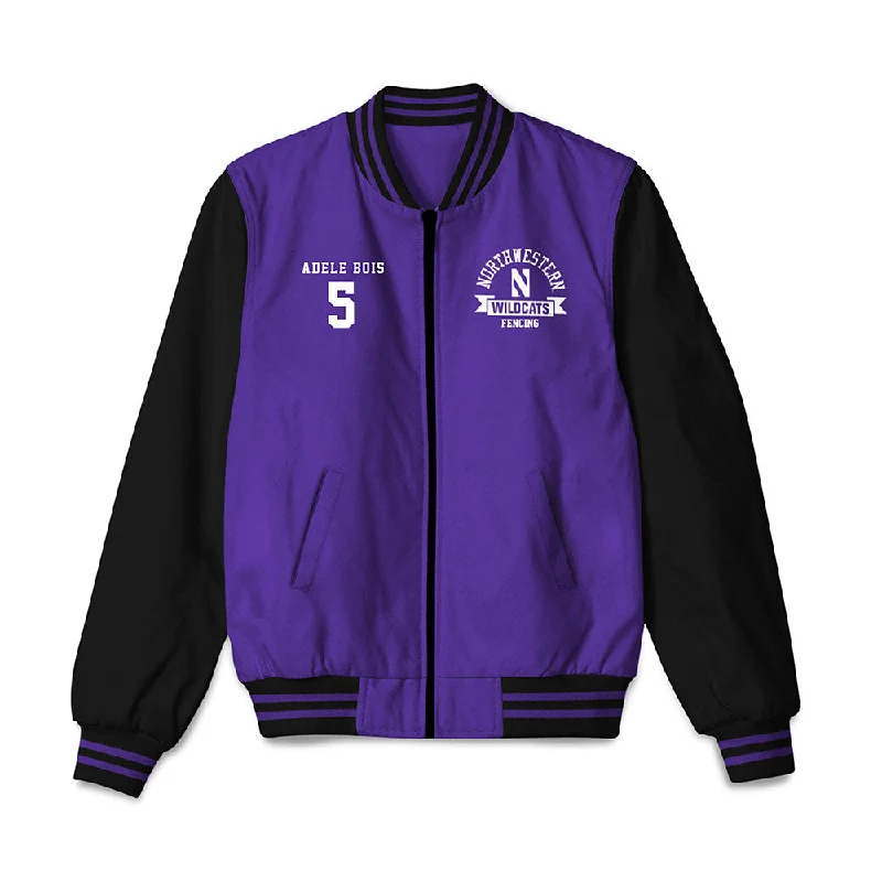 Northwestern - NCAA Women's Fencing : Adele Bois - Bomber Jacket Bomber Jacket Anorak Windbreaker Northwestern - NCAA Women's Fencing : Adele Bois - Bomber Jacket Bomber Jacket Anorak Windbreaker
