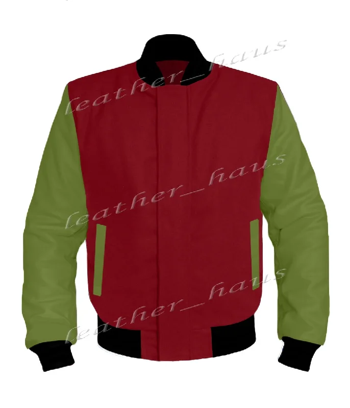 Original American Varsity Green Leather Sleeve Letterman College Baseball Women Wool Jackets #GRSL-BBAND-BZ Denim Jacket Leather Jacket Suede Jacket Original American Varsity Green Leather Sleeve Letterman College Baseball Women Wool Jackets #GRSL-BBAND-BZ Denim Jacket Leather Jacket Suede Jacket