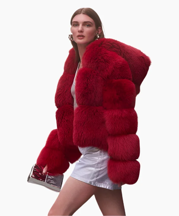 Women's Hooded Fox Fur Jacket - Black Friday Exclusive Hoodie Zip-Up Jacket Button-Up Jacket Women's Hooded Fox Fur Jacket - Black Friday Exclusive Hoodie Zip-Up Jacket Button-Up Jacket