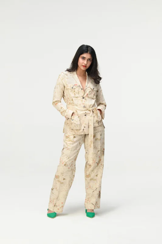 Rainforest Single Pleated Trousers Ivory Cotton Silk Check Trousers Exclusive Limited Rainforest Single Pleated Trousers Ivory Cotton Silk Check Trousers Exclusive Limited