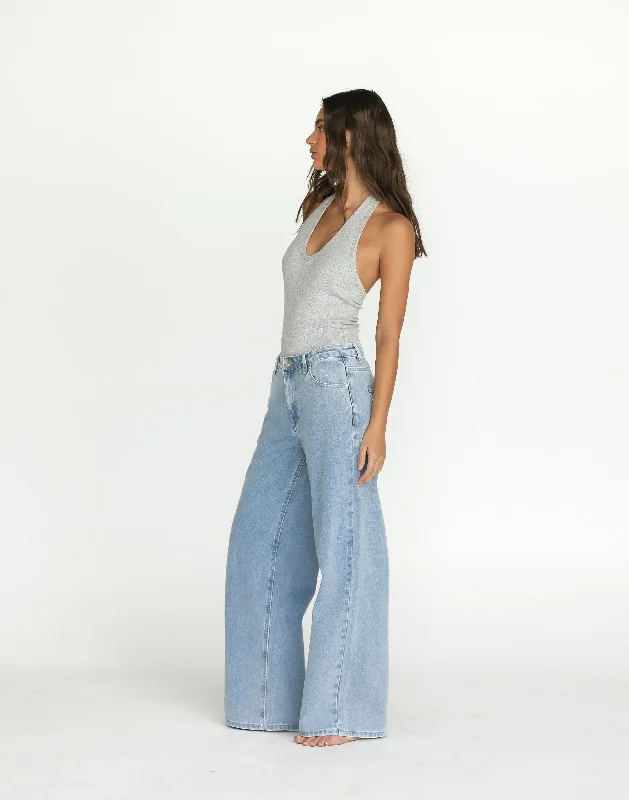 Arwen Bodysuit (Grey Marle) Stylish Low-Cut Bodysuit