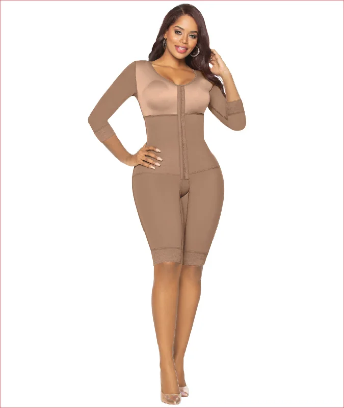 Post Op shapewear with sleeves and bra bodysuit - C9012 Trendy Seamless Bodysuit for Comfort