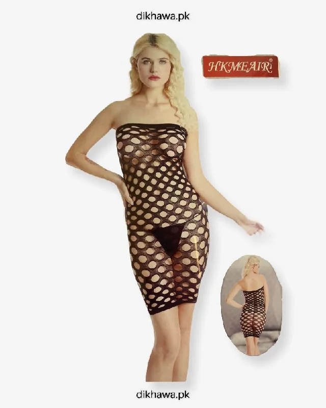 Hkmeair Khushi Print Sexy Net Bodystocking No 8008 Stylish Bodysuit with Pockets