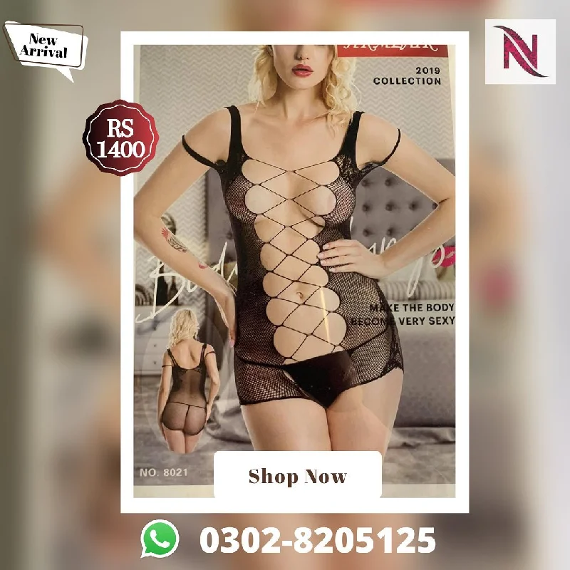 Hkmeair Khushi Print Sexy Net Bodystocking No 8021 Fashionable Plunge Bodysuit