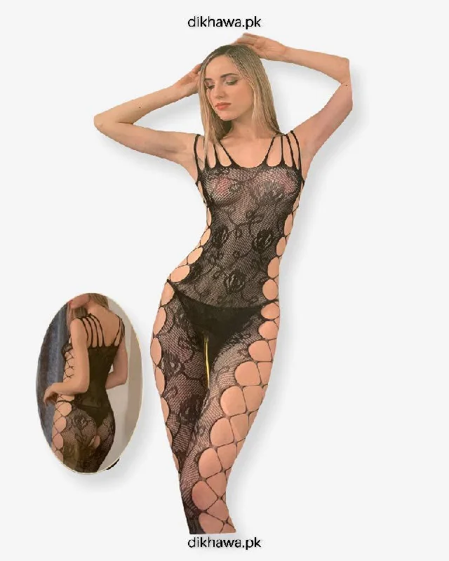 Hkmeair Khushi Print Sexy Net Bodystocking No H8234 Elegant Sheer Bodysuit