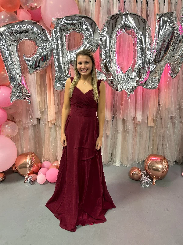 Lucci Lu 93063 Burgundy Chiffon Bridesmaid Formal Evening Dress - Size 8 Tunics Winter warm Lucci Lu 93063 Burgundy Chiffon Bridesmaid Formal Evening Dress - Size 8 Tunics Winter warm