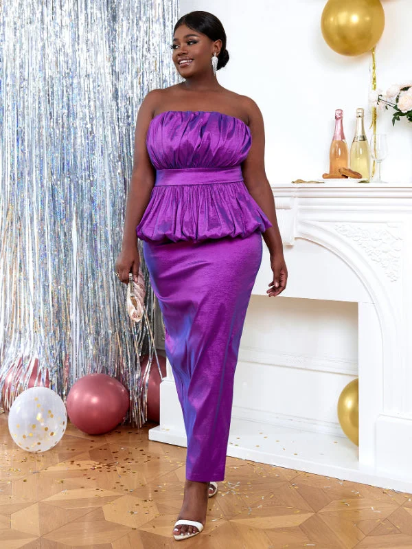 AOMEI Shiny Women Off Shoulder Purple Long Evening Dress Tunics Floral girly