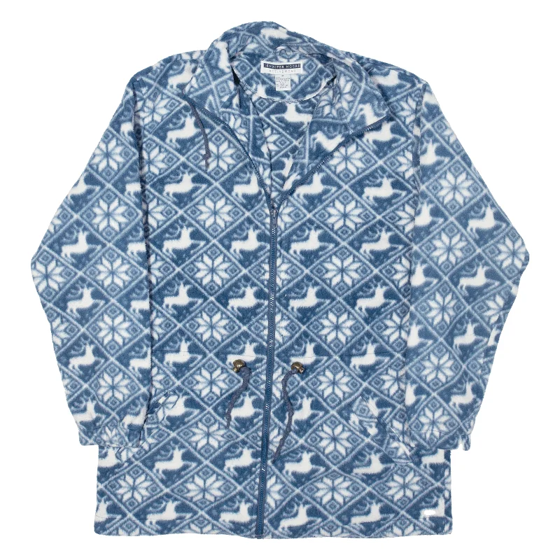 JENNIFER MOORE Activewear Winter Style Womens Fleece Coat Blue 90s Crazy Pattern M Relaxed Utility Shacket JENNIFER MOORE Activewear Winter Style Womens Fleece Coat Blue 90s Crazy Pattern M Relaxed Utility Shacket