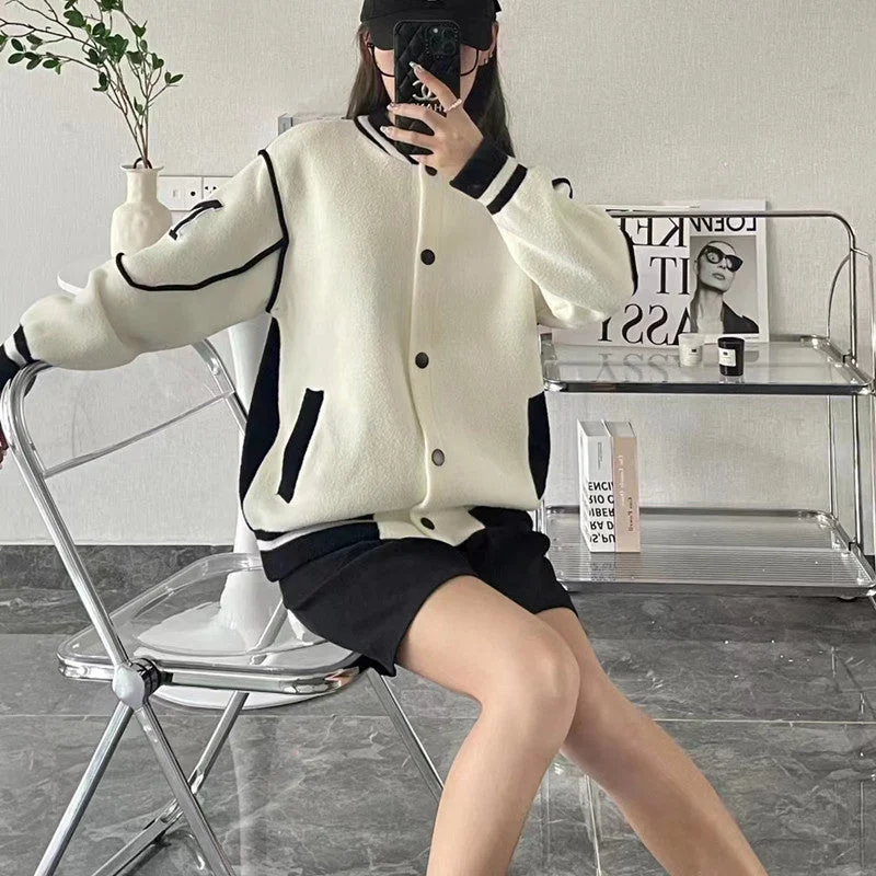 NiDELL High-Grade Temperament Leisure Baseball Uniform Easy Matching Coat Women's Korean-Style Autumn and Winter New Preppy Style Loose Top Sleek Leather Jacket NiDELL High-Grade Temperament Leisure Baseball Uniform Easy Matching Coat Women's Korean-Style Autumn and Winter New Preppy Style Loose Top Sleek Leather Jacket