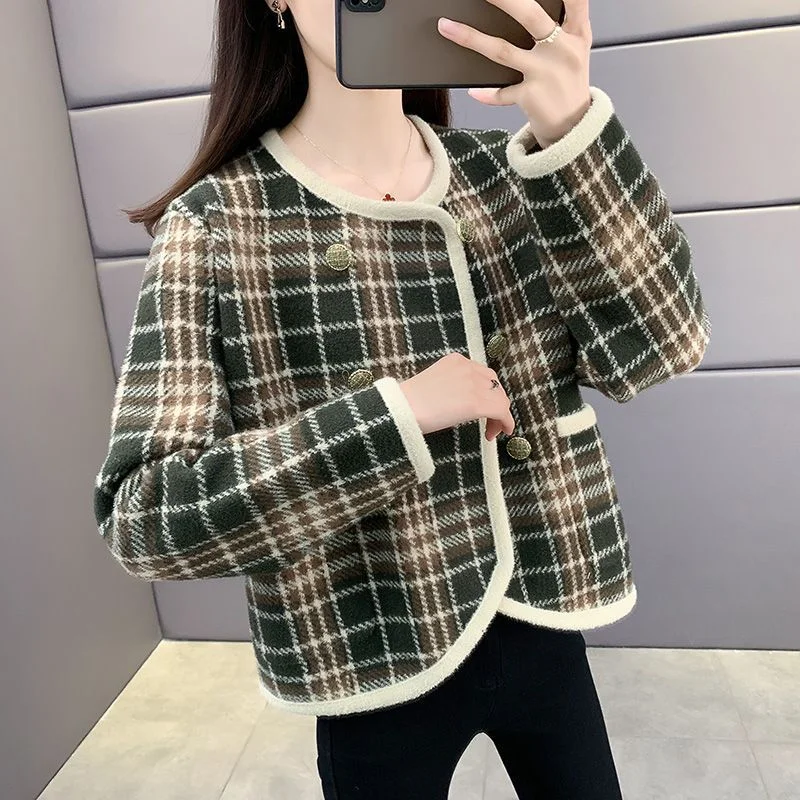 NiDELL . New European Goods Retro Plaid Chanel Coat Women's Short Autumn and Winter Small Western Style Slimming Women's Clothing Polished Tailored Coat NiDELL . New European Goods Retro Plaid Chanel Coat Women's Short Autumn and Winter Small Western Style Slimming Women's Clothing Polished Tailored Coat