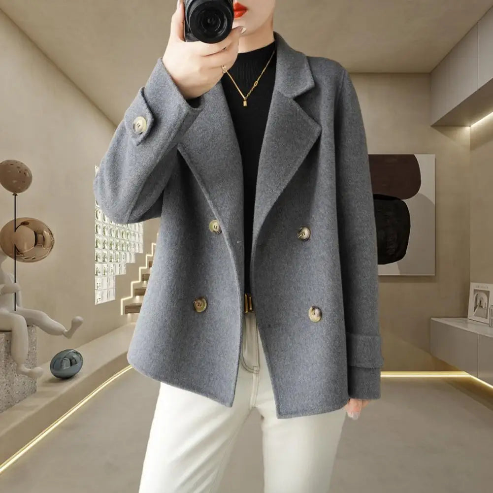 Women Long Coat Women Coat Stylish Women's Double-breasted Woolen Coat Warm Loose Fit for Fall/winter for Formal Business Open-Knit Duster Coat Women Long Coat Women Coat Stylish Women's Double-breasted Woolen Coat Warm Loose Fit for Fall/winter for Formal Business Open-Knit Duster Coat