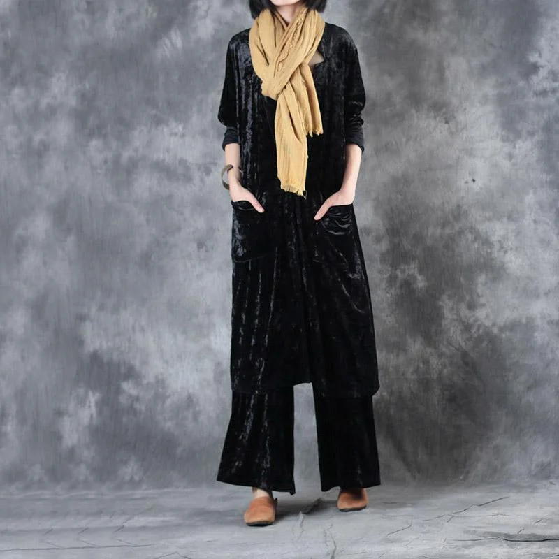 2017 corduroy autumn two pieces casual vintage plus size coats and wide leg pants Zipper Front Biker Jacket 2017 corduroy autumn two pieces casual vintage plus size coats and wide leg pants Zipper Front Biker Jacket
