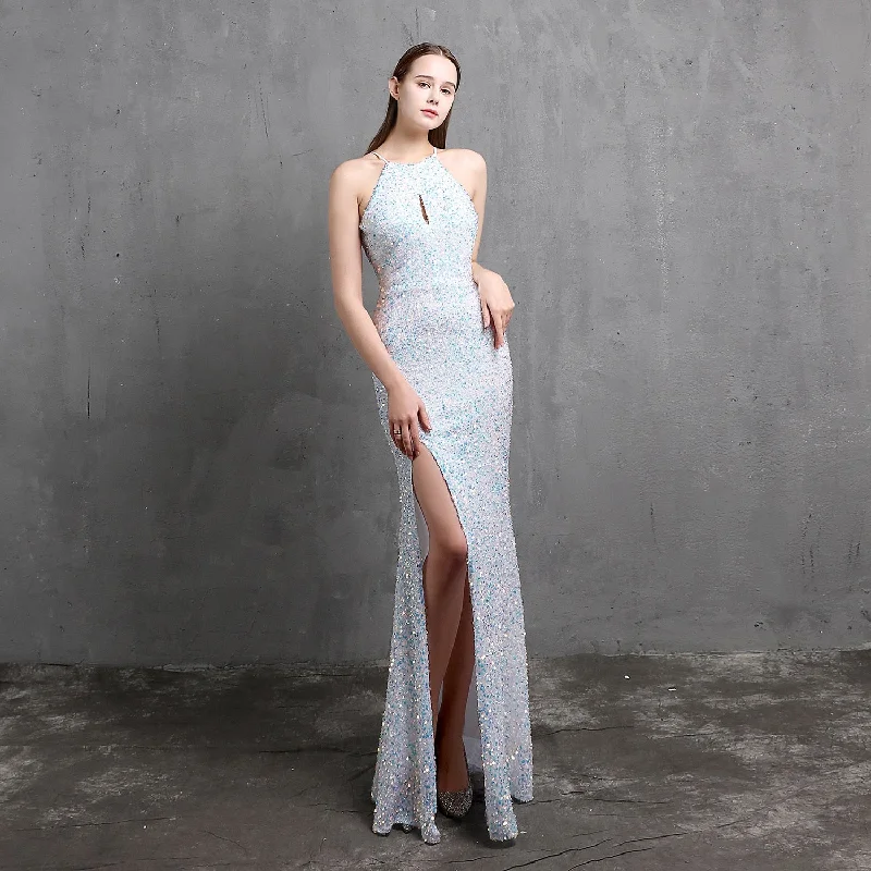 FashionSierra - Sexy Mermaid Sequin Evening Dress Chiffon Maxi Beach