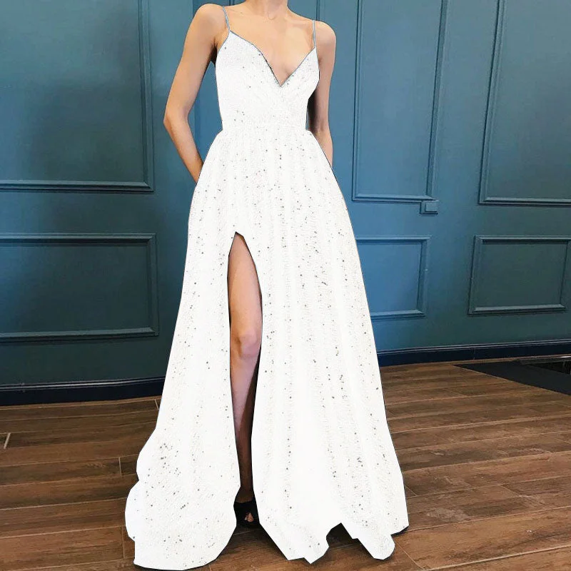 FashionSierra - Black V-neck Prom Party Evening Dresses Sequined Elegant Party