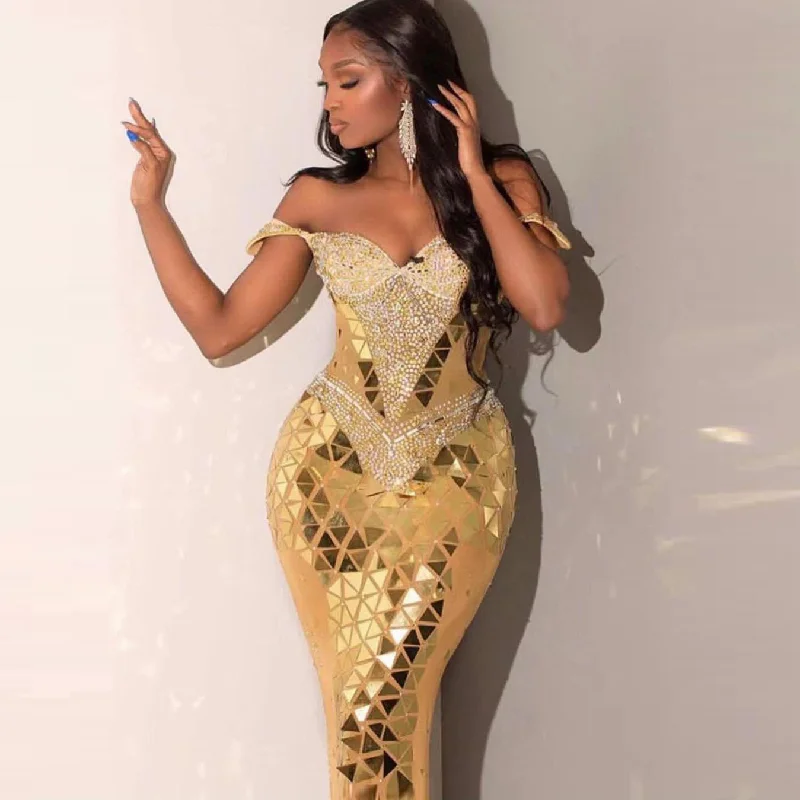 2023 Popular Women Clothing Sexy Bling Sequin Maxi Formal Evening Dresses Low-Cut Bodycon Sundress For Birthday Celebrity Party Tunics Sophisticated sleek