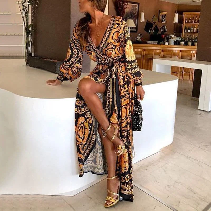 Women Sexy Boat Neck Glitter Deep V Neck Print Party Dress Tunics Sophisticated sleek Women Sexy Boat Neck Glitter Deep V Neck Print Party Dress Tunics Sophisticated sleek