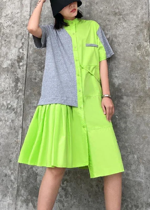 Casual Fluorescent green Patchwork asymmetrical design Party Dress Summer Glittery Long Formal Casual Fluorescent green Patchwork asymmetrical design Party Dress Summer Glittery Long Formal
