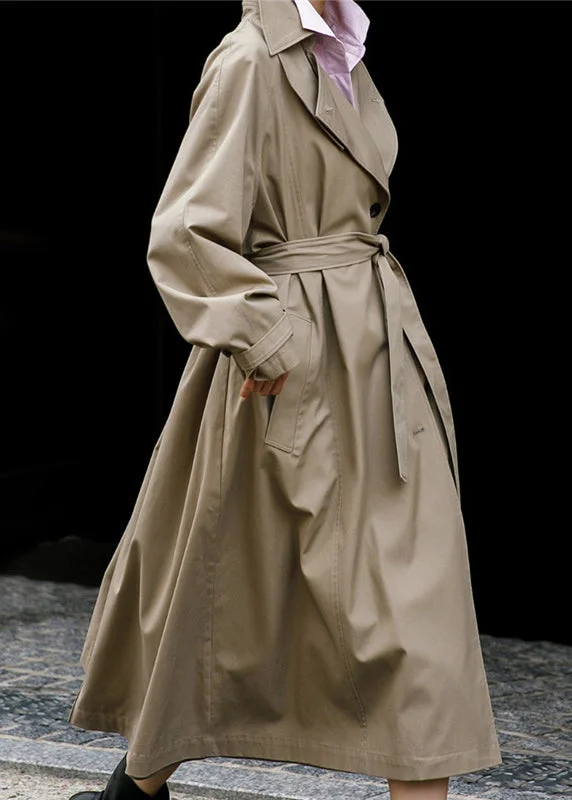 Elegant Khaki Peter Pan Collar Tie Waist Button Pockets Cotton Trench Coats Long Sleeve Ultra-Soft Sherpa Vest Elegant Khaki Peter Pan Collar Tie Waist Button Pockets Cotton Trench Coats Long Sleeve Ultra-Soft Sherpa Vest