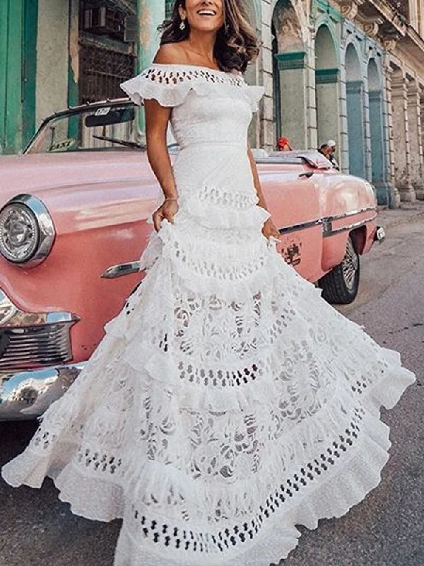 Amy Fashion - Elegant One-Shoulder Solid Ruffle Long Evening Dress Tunics Evening elegant Amy Fashion - Elegant One-Shoulder Solid Ruffle Long Evening Dress Tunics Evening elegant