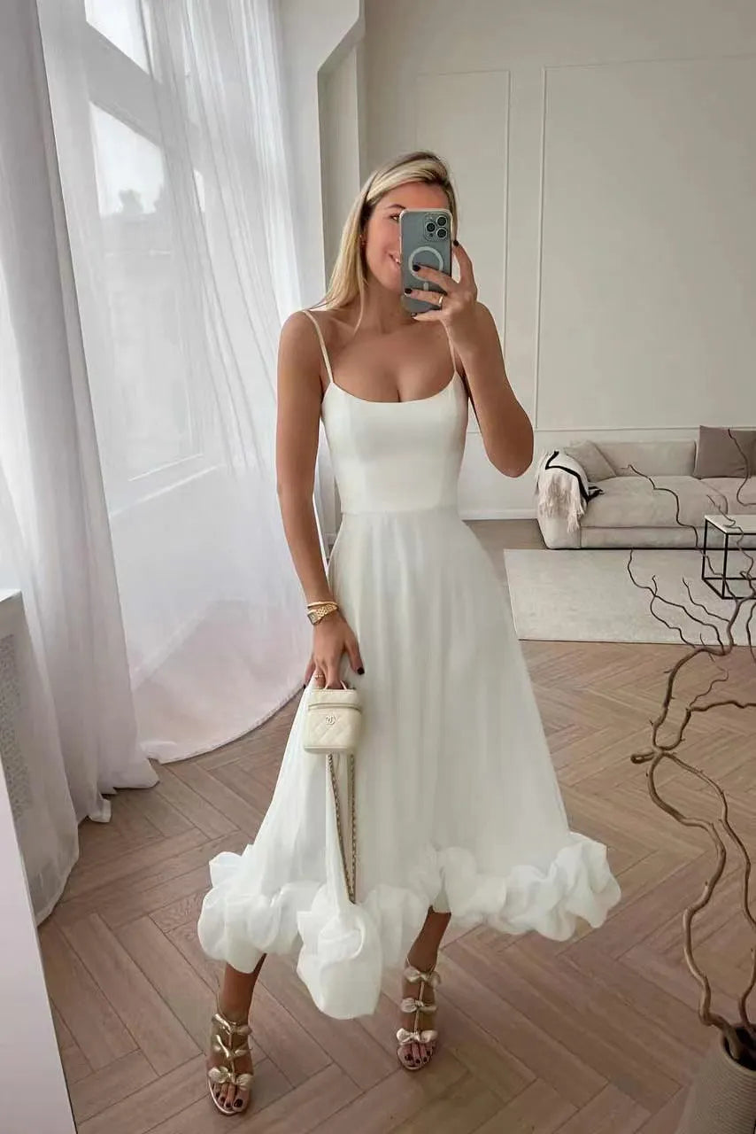 مجموعه اروين ARWEN & AJH GROUP Elegant Ruffle Solid Sling Long Dress Women Strap Waist Party Dresses Fashion Sleeveless Backless Beach Swing skirt A-line tutu Tunics Practical durable مجموعه اروين ARWEN & AJH GROUP Elegant Ruffle Solid Sling Long Dress Women Strap Waist Party Dresses Fashion Sleeveless Backless Beach Swing skirt A-line tutu Tunics Practical durable
