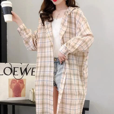 French Hooded Fashion Spring Tunic Khaki Coats Draped Collar Cardigan