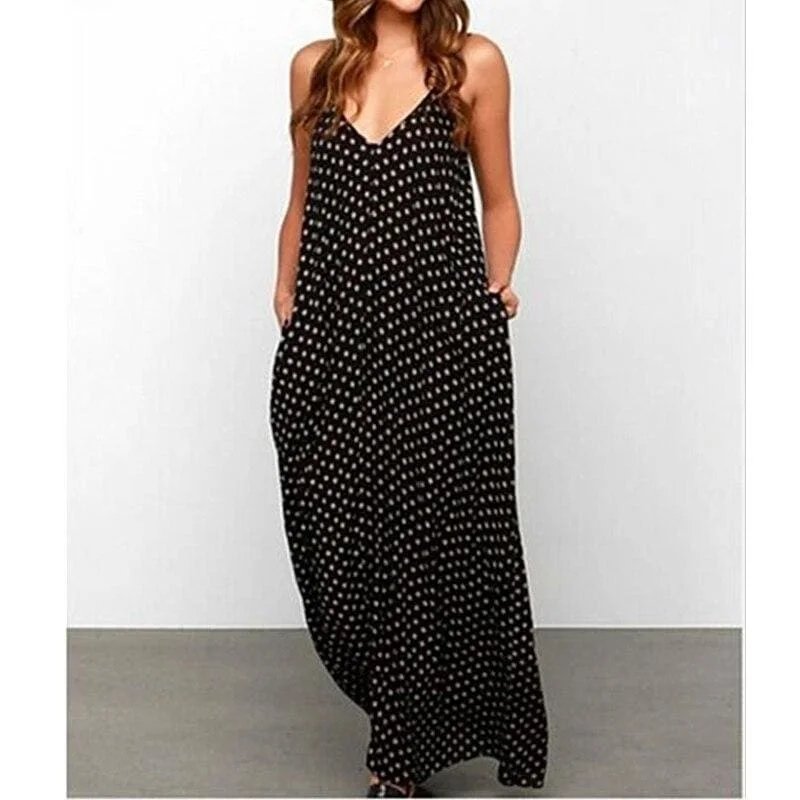FashionSierra - New Women Summer Boho Long Maxi Dress Holiday Party Dress Ladies Sleeveless Loose Dress Casual V-Neck Beach Sundress Tunics Solid Classic FashionSierra - New Women Summer Boho Long Maxi Dress Holiday Party Dress Ladies Sleeveless Loose Dress Casual V-Neck Beach Sundress Tunics Solid Classic