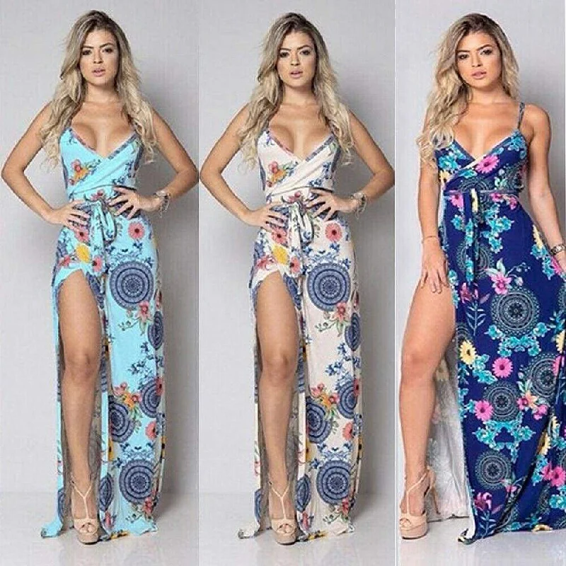 FashionSierra - New Women Summer Vintage Boho Sleeveless Long Maxi Dress Ladies V-Neck Fashion Beach Party Dress Sundress Tunics Floral girly FashionSierra - New Women Summer Vintage Boho Sleeveless Long Maxi Dress Ladies V-Neck Fashion Beach Party Dress Sundress Tunics Floral girly