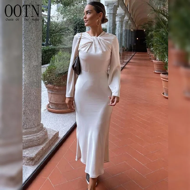 OOTN 2023 Long Sleeve Female Woman Autumn Knot Party Dresses for Women Satin Long Dress Women Backless Maxi Dress Tunics Mesh breathable OOTN 2023 Long Sleeve Female Woman Autumn Knot Party Dresses for Women Satin Long Dress Women Backless Maxi Dress Tunics Mesh breathable