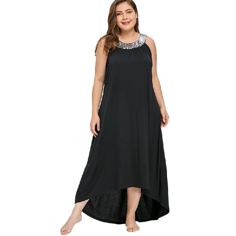 Rosegal Plus Size Sequins Collar Sleeveless Maxi Dress Halter Robe Femme Sexy Party Dress Women Summer Elegant Vestidos 2019 Tunics Occasion special Rosegal Plus Size Sequins Collar Sleeveless Maxi Dress Halter Robe Femme Sexy Party Dress Women Summer Elegant Vestidos 2019 Tunics Occasion special