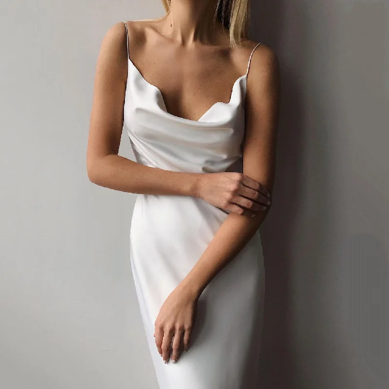 BerriesJam - 2024 Spaghetti Strap Satin Slim Evening Party Dress Satin Halter Glamorous BerriesJam - 2024 Spaghetti Strap Satin Slim Evening Party Dress Satin Halter Glamorous