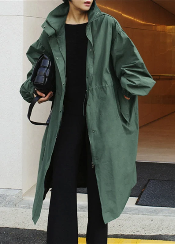 Stylish Army Green Stand Collar Button Pockets Trench Coats Long Sleeve Chic Winter Coat Stylish Army Green Stand Collar Button Pockets Trench Coats Long Sleeve Chic Winter Coat