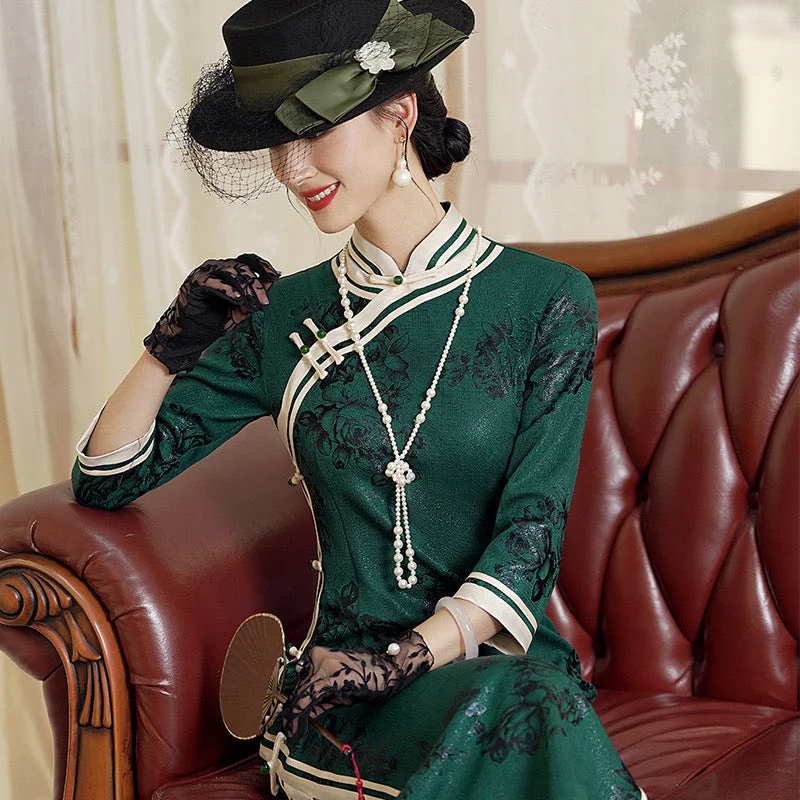 Modern Chinese Qipao, Chinese Cheongsam, Evening Dress, Ball Gown, mandarin collar, 3/4 sleeve Tunics Print Colorful Modern Chinese Qipao, Chinese Cheongsam, Evening Dress, Ball Gown, mandarin collar, 3/4 sleeve Tunics Print Colorful