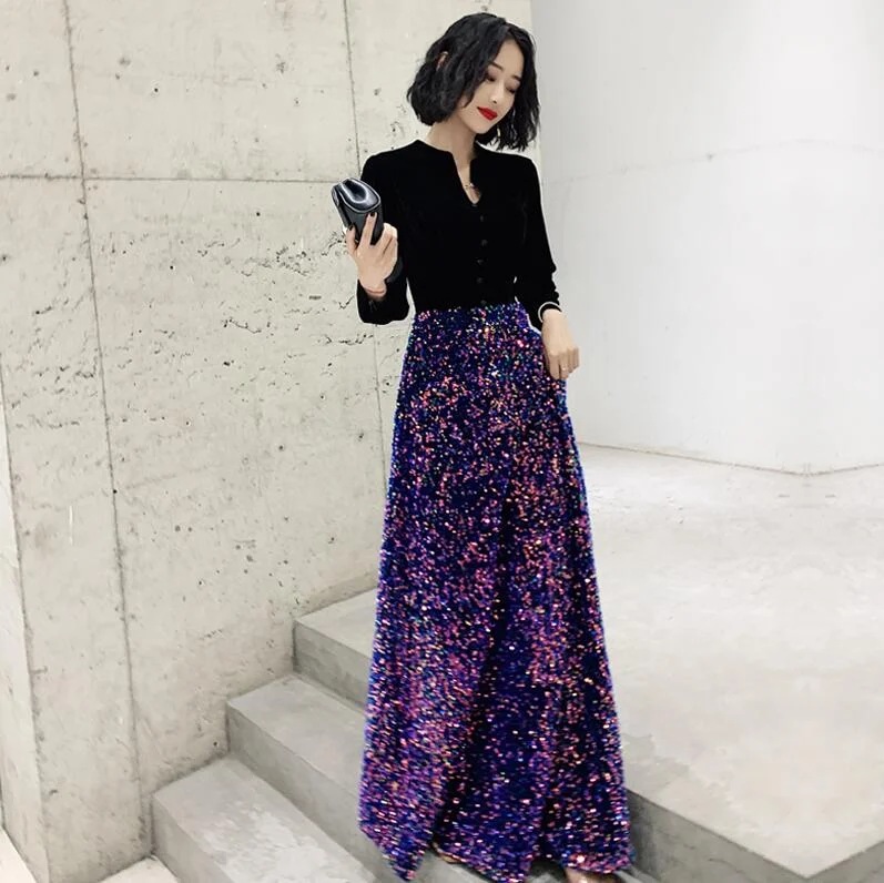wei yin AE0201 Saudi Arabic Long Sleeve Evening Dress Muslim 2019 V Neck Sequin Gown Dubai Women Dresses Evening Party Dress Tunics Summer linen wei yin AE0201 Saudi Arabic Long Sleeve Evening Dress Muslim 2019 V Neck Sequin Gown Dubai Women Dresses Evening Party Dress Tunics Summer linen