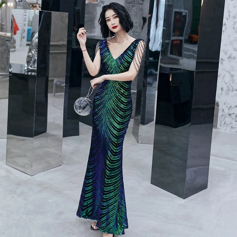 wei yin AE0298 Robe De Soiree New Style Sexy V-neck Sleeveless Mermaid Green Long Evening Dresses Elegant Abendkleider Tunics Fall fleece wei yin AE0298 Robe De Soiree New Style Sexy V-neck Sleeveless Mermaid Green Long Evening Dresses Elegant Abendkleider Tunics Fall fleece