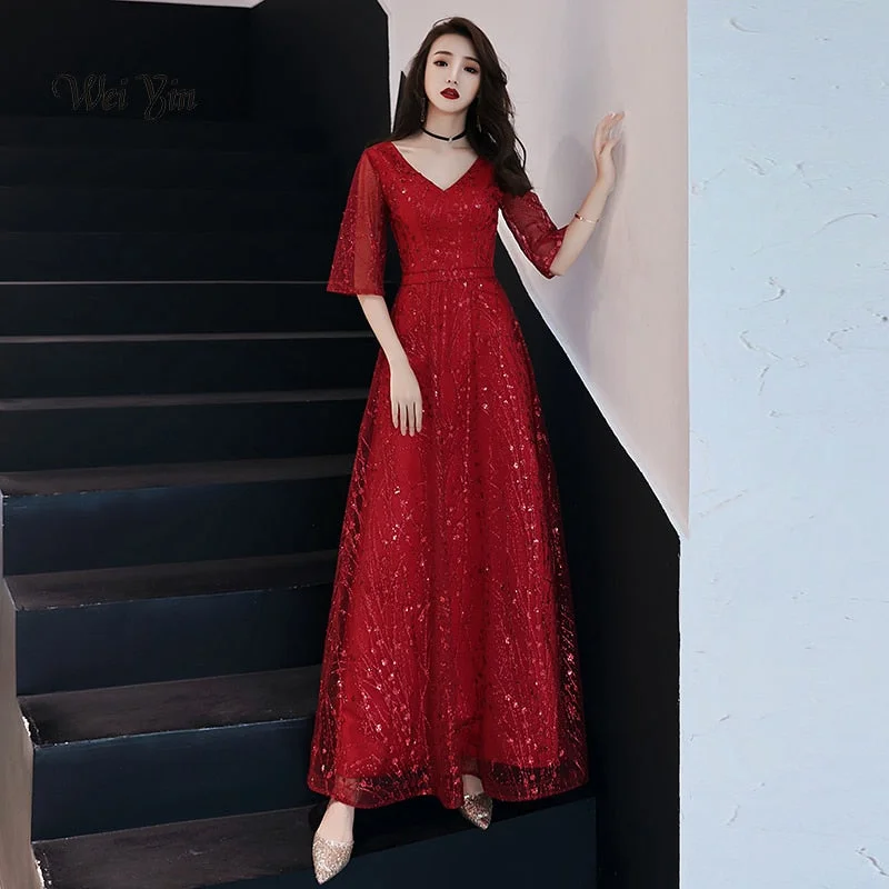 weiyin Robe De Soiree Lace Sexy Backless Long Evening Dresses Bride Banquet Elegant Floor-length Women's Party Prom Dress WY948 Tunics Modern contemporary weiyin Robe De Soiree Lace Sexy Backless Long Evening Dresses Bride Banquet Elegant Floor-length Women's Party Prom Dress WY948 Tunics Modern contemporary