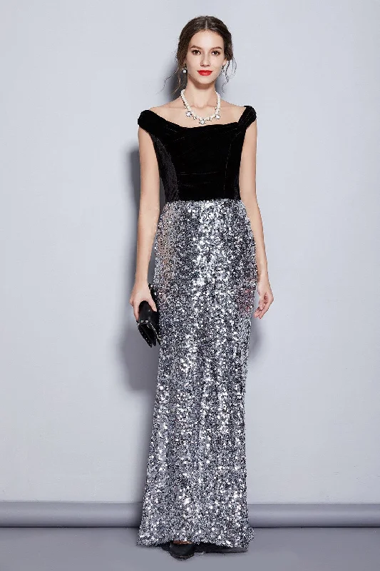 FashionSierra - Bodice Patchwork Sequined Elegant Long Party Dresses Tunics Fleece cozy FashionSierra - Bodice Patchwork Sequined Elegant Long Party Dresses Tunics Fleece cozy