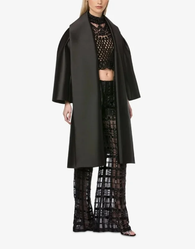 Mikado Black Light Weight Coat Fuzzy Sherpa Pullover