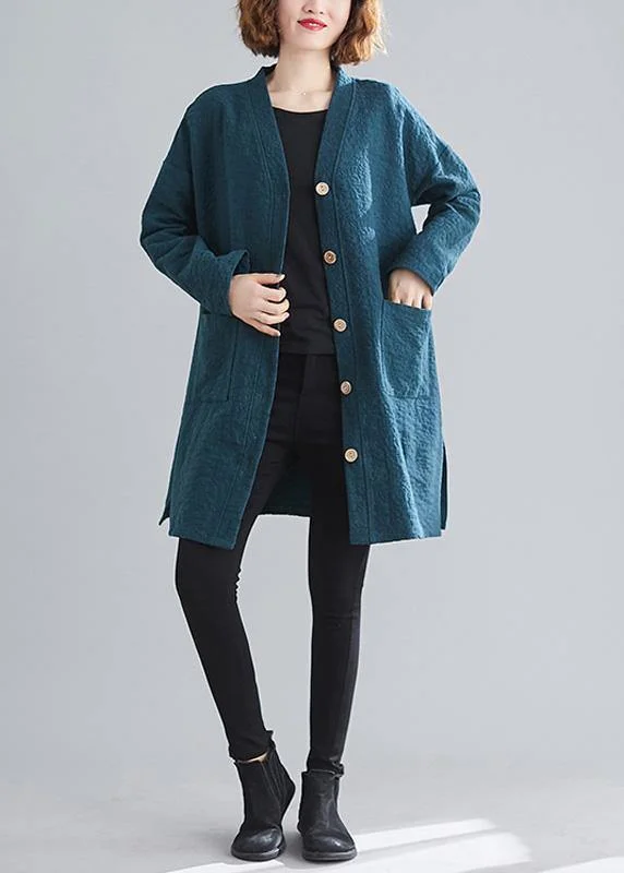 Elegant blackish green Fine casual coats women Work Outfits v neck Button coats Cropped Fleece Jacket Elegant blackish green Fine casual coats women Work Outfits v neck Button coats Cropped Fleece Jacket
