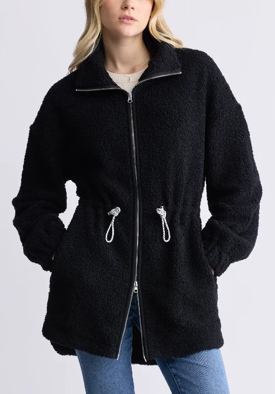 Citra Women's Cinch-Waist Full-Zip Sherpa Coat, Black - JK0038F Hooded Puffer Anorak Citra Women's Cinch-Waist Full-Zip Sherpa Coat, Black - JK0038F Hooded Puffer Anorak